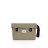 Water-resistant beige pouch